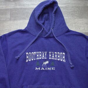 Vintage Boothbay Harbor Maine Hoodie Sweatshirt Large Coastal USA